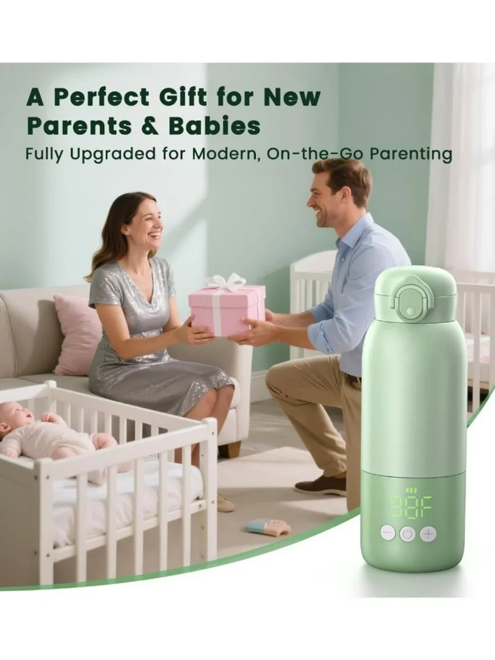 Portable Travel Bottle Warmer – Fast Heating, 12oz, Rechargeable, Temp Control